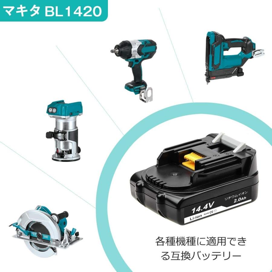 マキタ makita 互換 バッテリー BL1420 14.4V 2.0Ah 軽量タイプ 電動工具 工具 BL1420b BL1430 BL1430B BL1450 BL1450B BL1460 BL1460B 対応 (BL1420/1個)｜nihon-s｜02