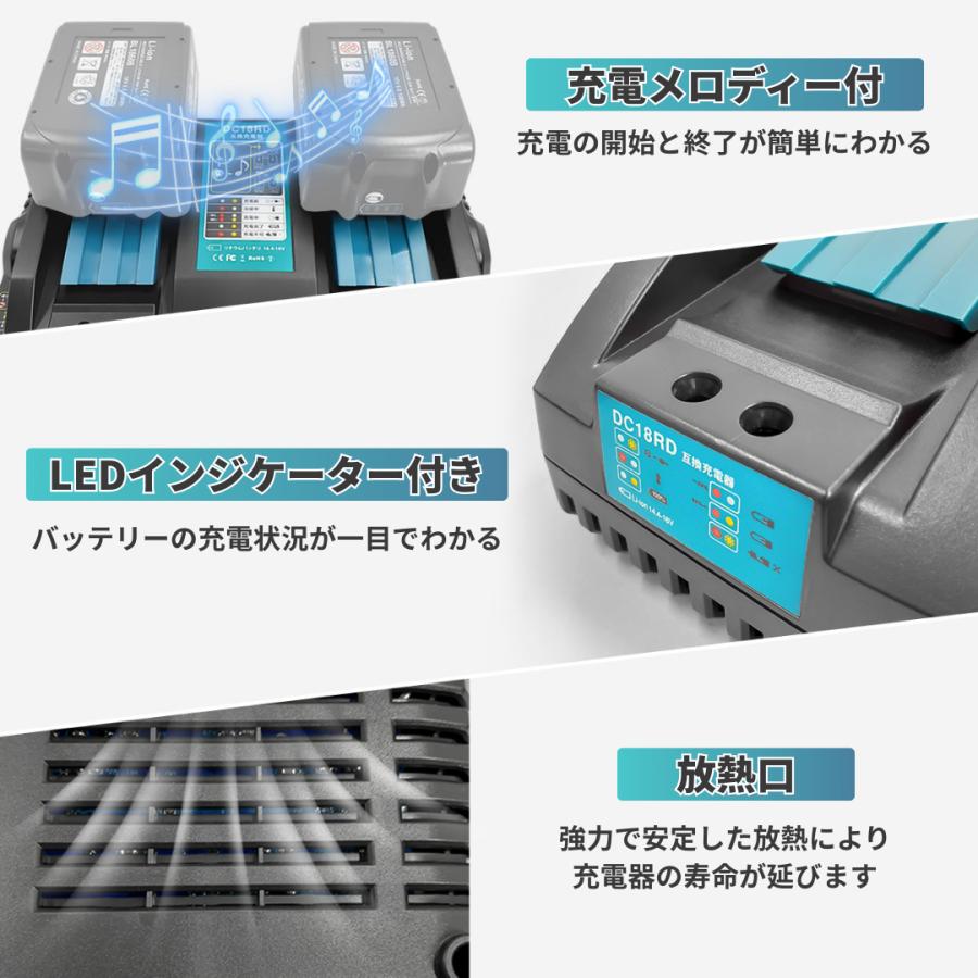 Longsafe マキタ 互換品 makita 18V バッテリー 二口 充電器セット