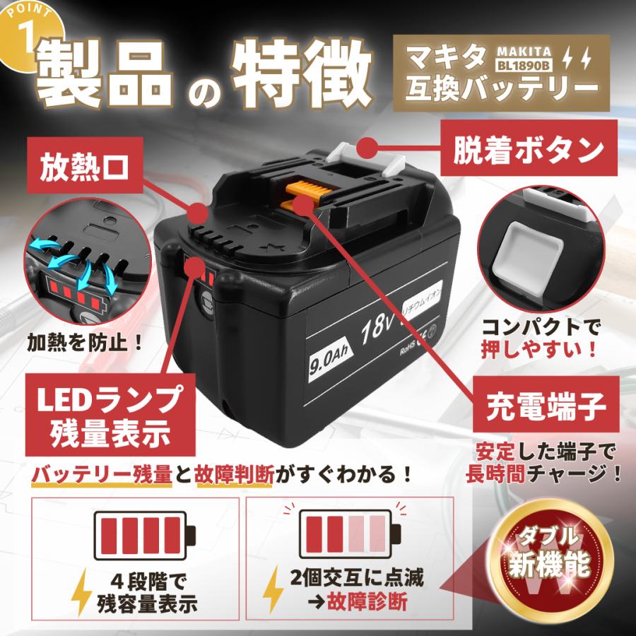 マキタ（makita） 互換品 makita 18V バッテリー 充電器セット DC18RF