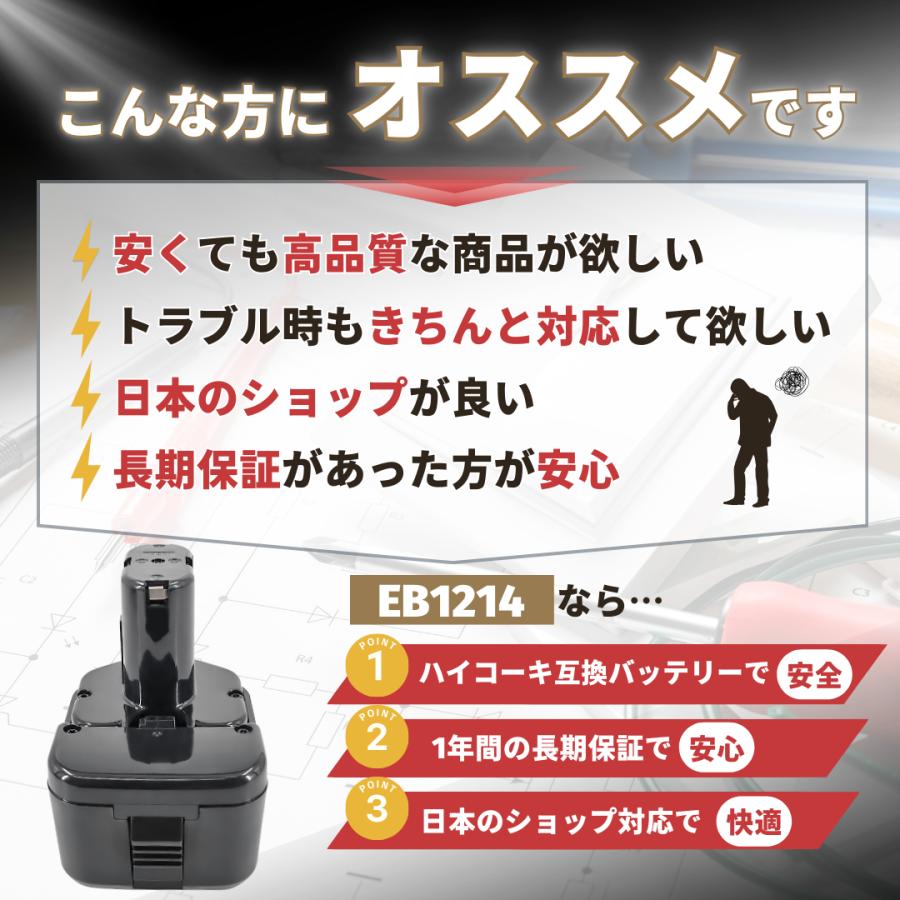 日立（HITACHI） ハイコーキ 互換品 HIKOKI バッテリー EB1214S 12V