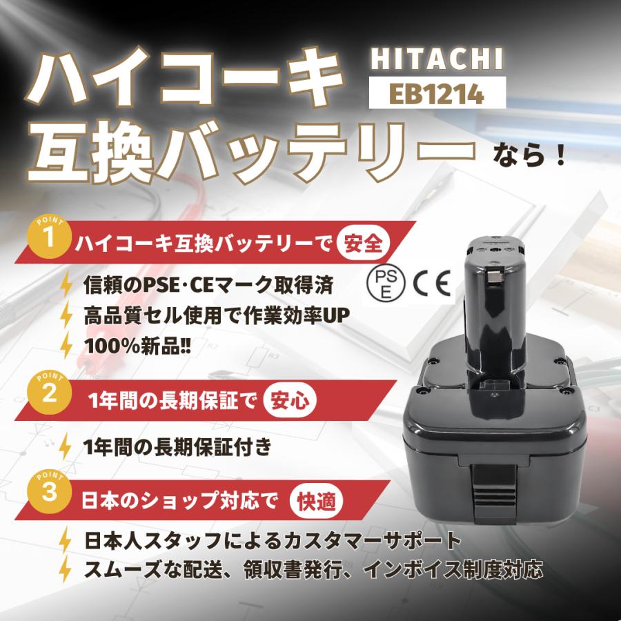日立（HITACHI） ハイコーキ 互換品 HIKOKI バッテリー EB1214S 12V