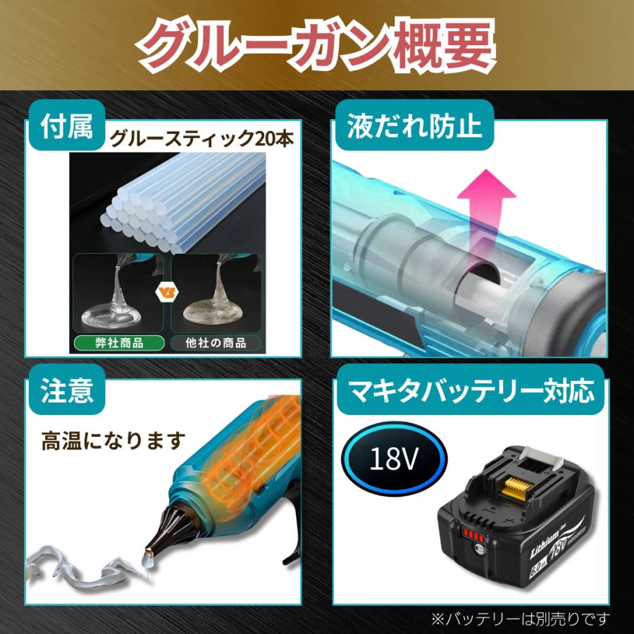 Longsafe マキタ 互換 充電式 グルーガン 18V 280℃ コードレス Longsafe マキタ 互換 充電式 グルーガン 18V 280℃ コードレス