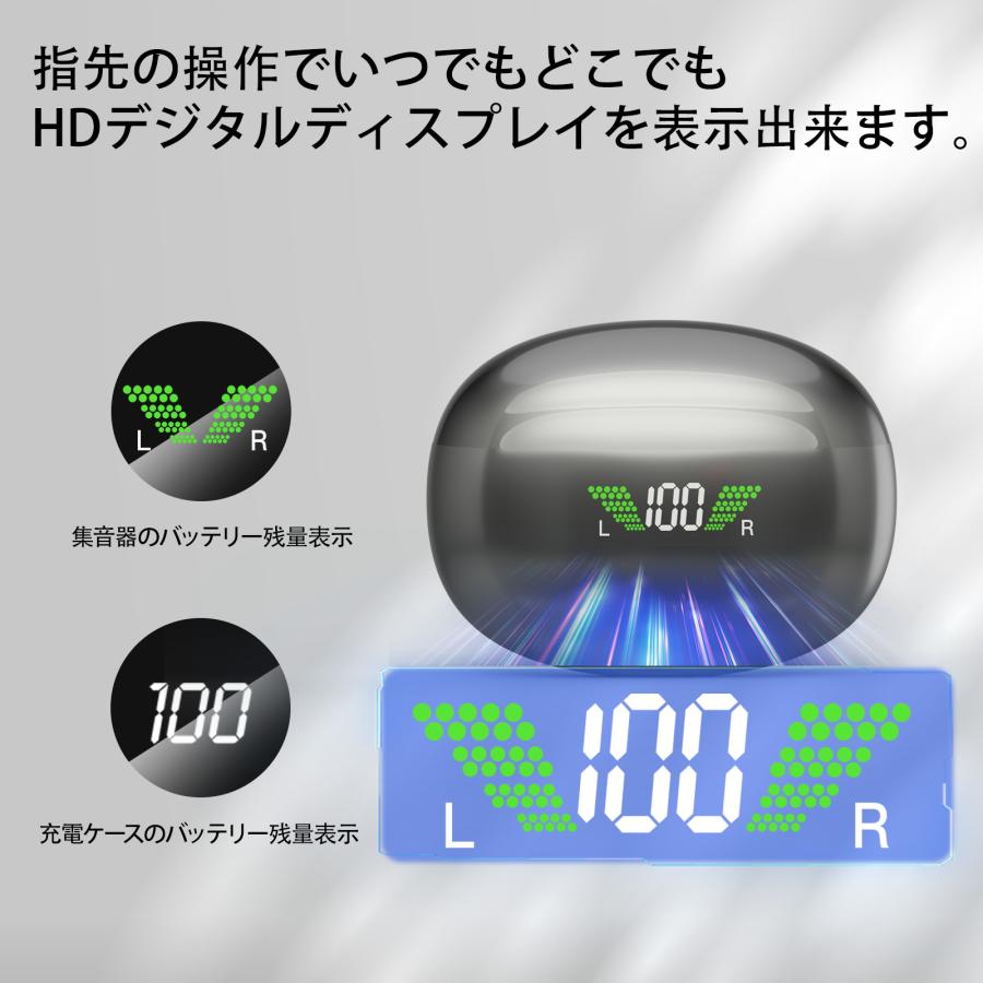 A らくらく集音器 両耳用 イヤホン型 耳穴式 充電式 電池残量表示 16