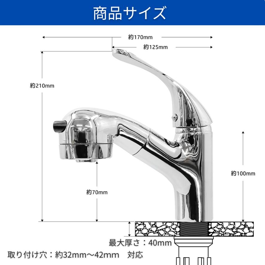 Longsafe 洗面蛇口 混合水栓 水栓 シャワー付き ホース 引き出し式