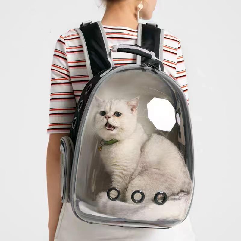 ペット キャリー バッグ リュック ケース 猫 犬 小型犬 ハード カプセル型 透明 UVカット メッシュ 通気性 旅行 犬用 猫用 抱っこ おしゃれ  かわいい（PCB01）