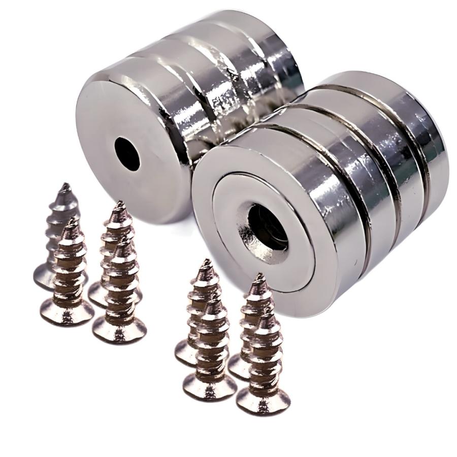 Longsafe 超強力 マグネットフック ネジ 付き 20mm 8個セット 穴あき