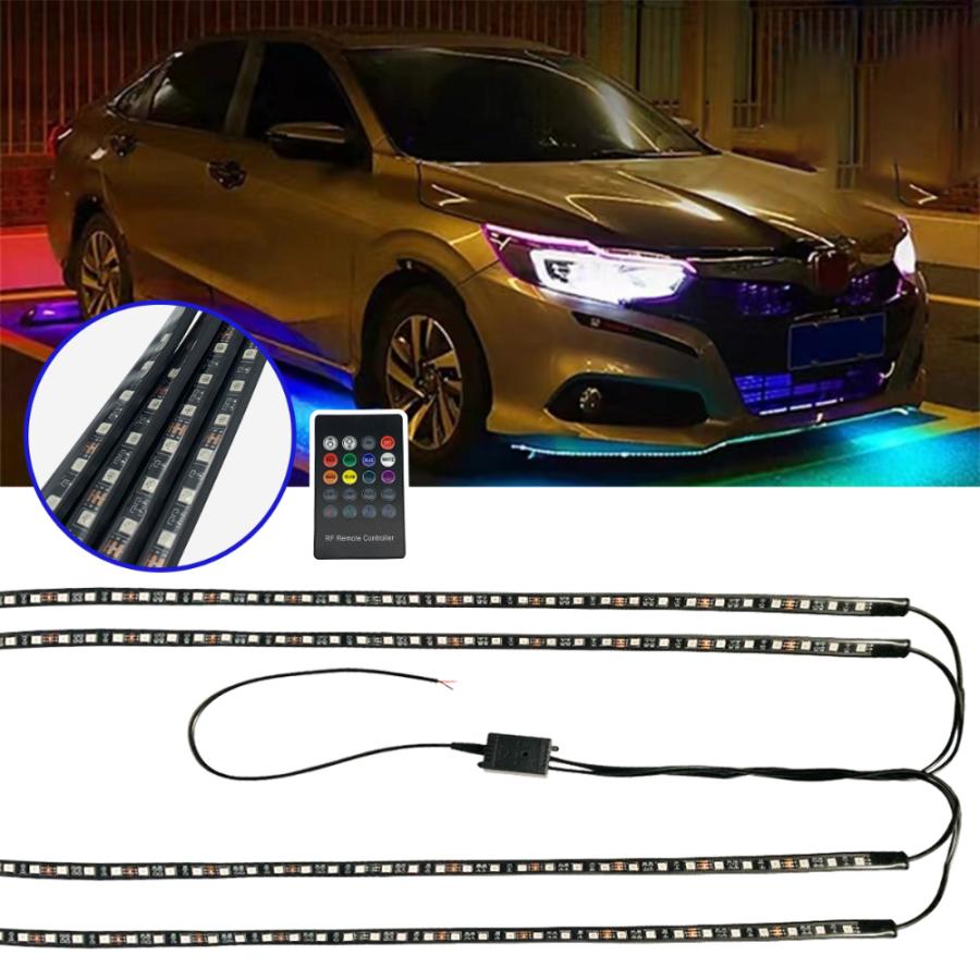 LED テープライト アンダー Mサイズ 4本セット  車 ライトバー 12V イルミネーション サウンドセンサー フルカラー 防水 IP67 リモコン スマホ カー用品 (C401M) | Longsafe | 06