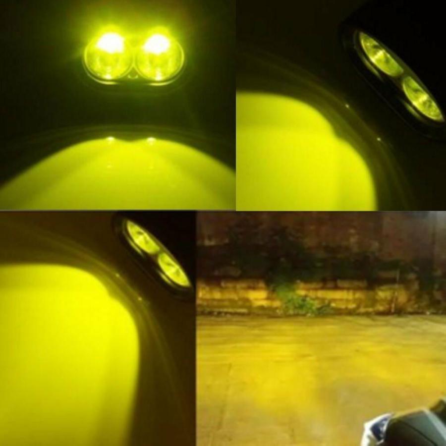 バイク用 LED フォグランプ バイク フォグライト バイク 12V 24V 汎用 防水 スイ ッチ サブライト 補助灯 インナーメッキ  小型 黄色 2個 (LBF201)｜nihon-s｜09