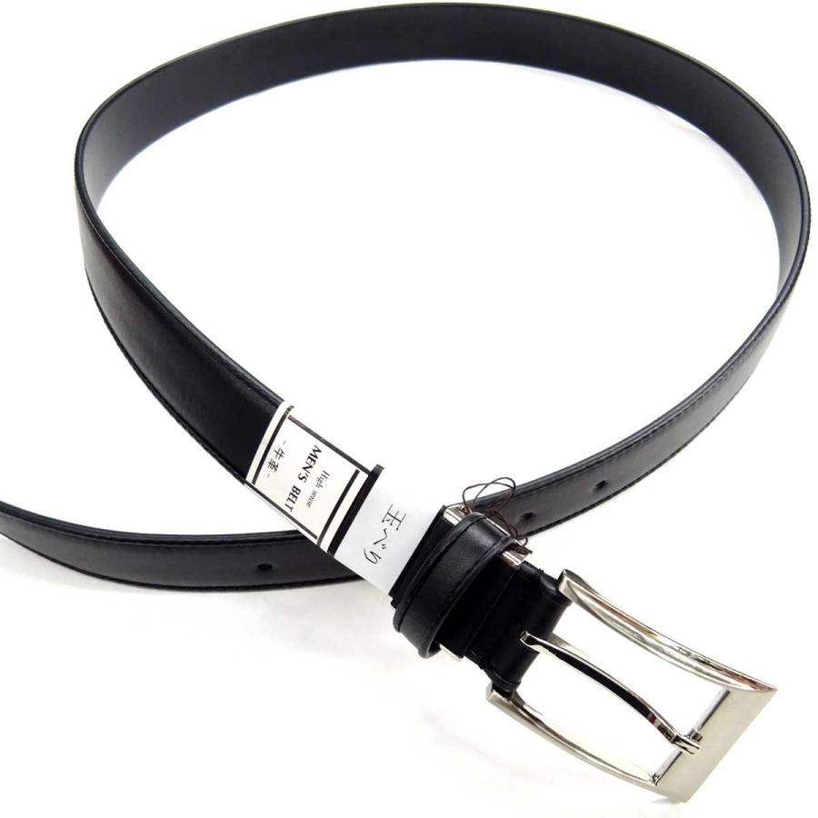 日本製 紳士 ビジネスベルト 約30mm 玉べり 牛吟本革 裏：PVC