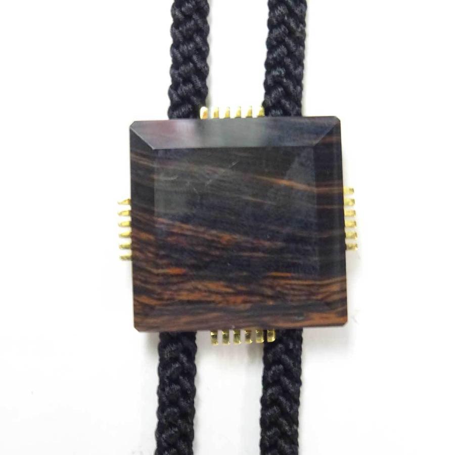 日本製 ループタイ ボロータイ ポーラータイ 正絹紐 ゴールドブラウン