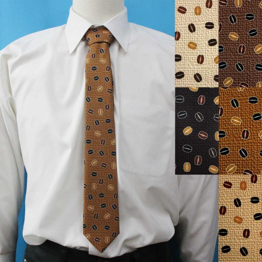 日本製 ネクタイ ユニセックス ポリエステル ハンドプリント コーヒー