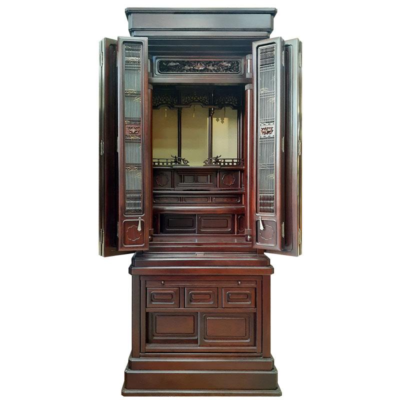 2/26まで特価】唐木仏壇 「極III 紫檀 経机付」51号 唐木仏壇 モダン