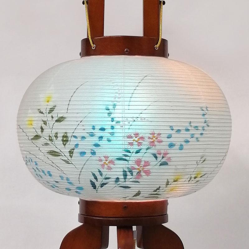 回転行燈　盆ちょうちん　盆提灯 盆提灯・盆用品 「なでしこ手描ケヤキMG 回転灯 8号」盆提灯 盆