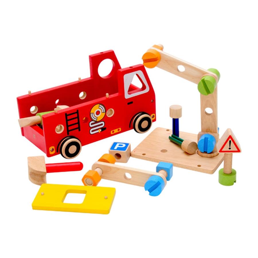 オンライン人気商品 【人気】アクティブ消防車 知育玩具 こども 子供 キッズ おすすめ 積木 ブロック 型はめ おもちゃ のりもの木製 木のおもちゃ ベビー １歳 パズル