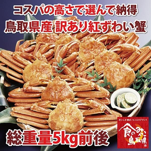 訳あり鳥取境港産生まれながら紅ズワイガニ姿 【茹で】山積み約5kg 8枚〜15枚座標軸(かに/蟹/蟹) 紅ズワイガニ-魚介類、海産物-カニ