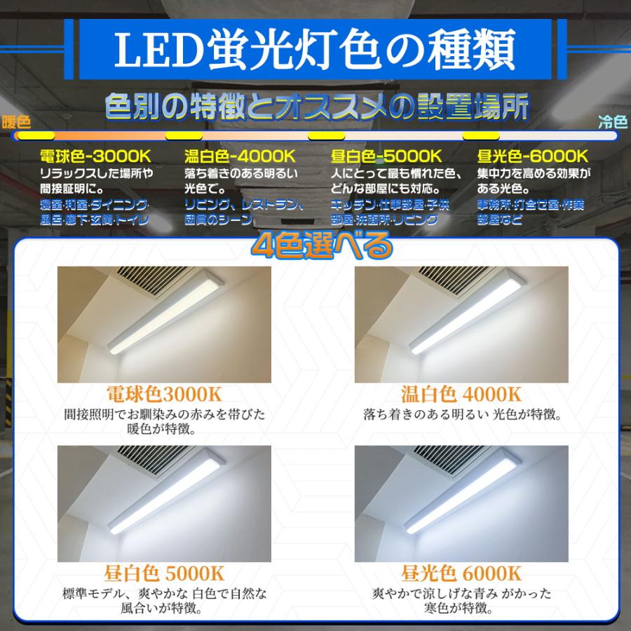 6セット LEDベースライト 一体型逆富士型40W型2灯相当 50w 1200mm 120cm （fl40 flr40 fhf32） led蛍光灯 LED蛍光灯器具一体型 キッチン ベース照明トラフ形_10