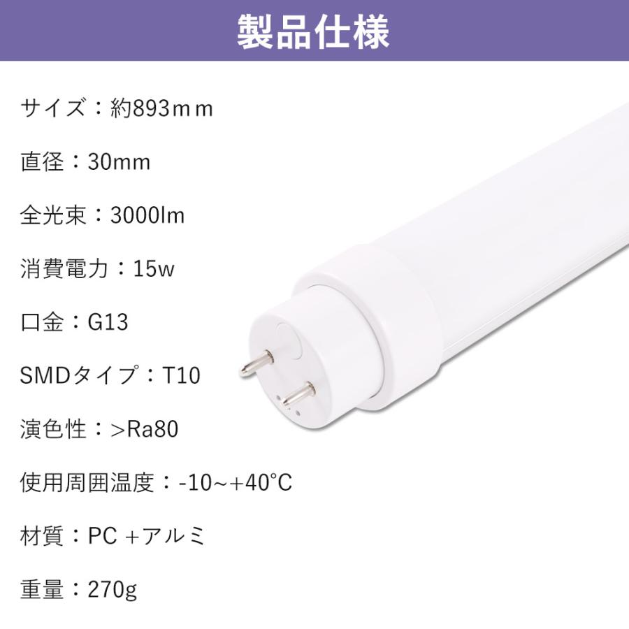 LED蛍光灯 30w形 ベースライト 直管 893mm 広角180度G13 T10 防虫 工事