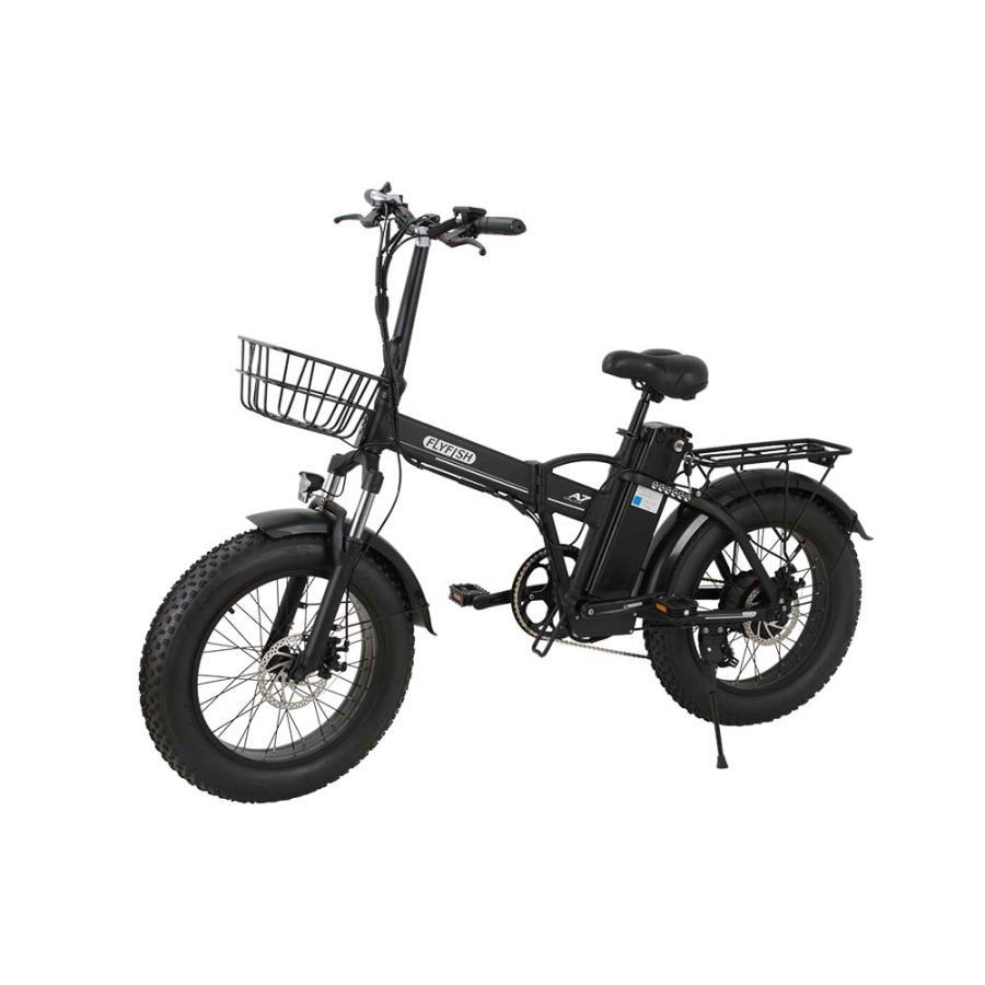 FLYFISH 折りたたみ自転車 ブラック フロントバスケット(ジャンク) 折りたたみ自転車 公道走行可能 免許不要 20インチ 電動アシスト自転車