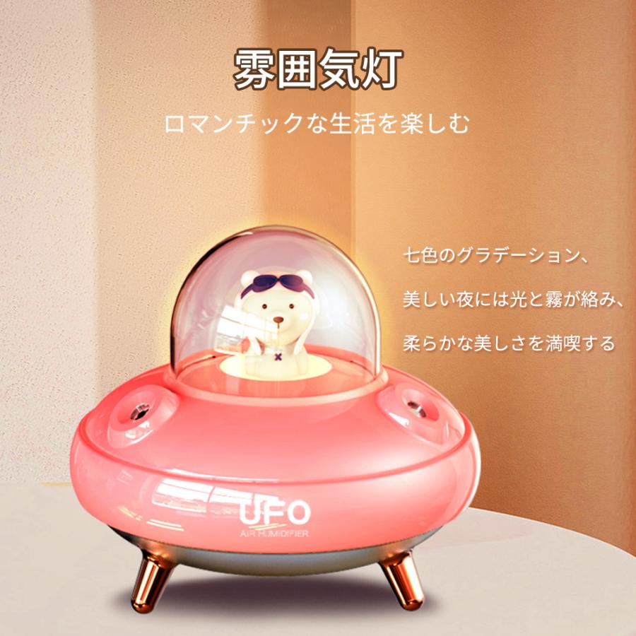 卓上加湿器 UFO加湿器　職場用 部屋　オフィス 乾燥/空気浄化対策　強力加湿　ミニ加湿器　七彩ライト　かわいい　400ml大容量　空焚き防止　子供部屋用｜nihonkoueki｜10