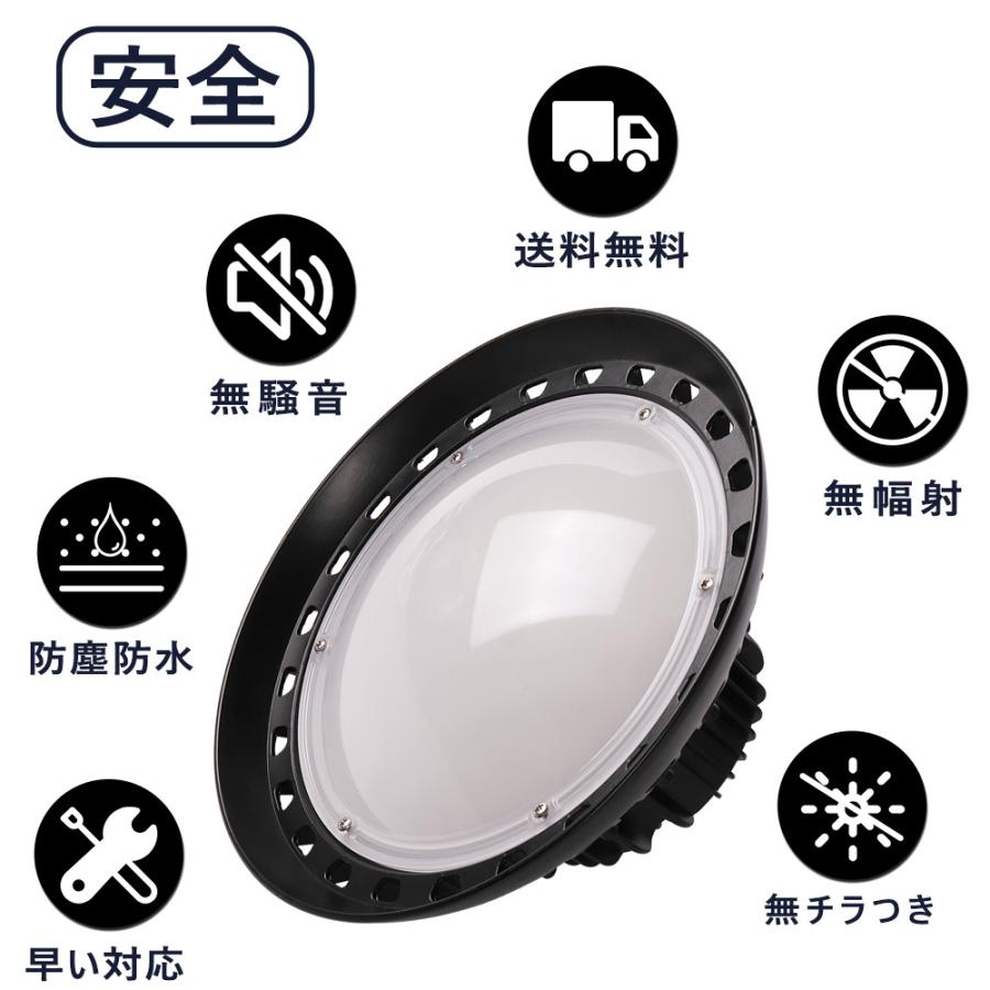 LED 高天井用照明 水銀灯1000W ハイベイライト 高天井用led照明 100W 20000LM LED照明器具 工場用 倉庫 照明 作業灯 電球色 LEDに交換 メーカー直送 二年保証｜nihonkoueki｜02