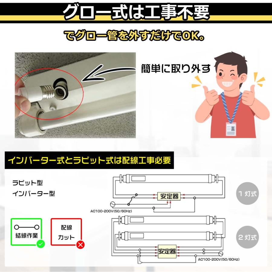 [8本セット]LED蛍光灯 110W形 240CM 80W 16000lm 口金 R17D/G13兼用（回転式）直管型 110型 2年保証 LED照明器具 グロー式工事不要 直管LEDランプ_11