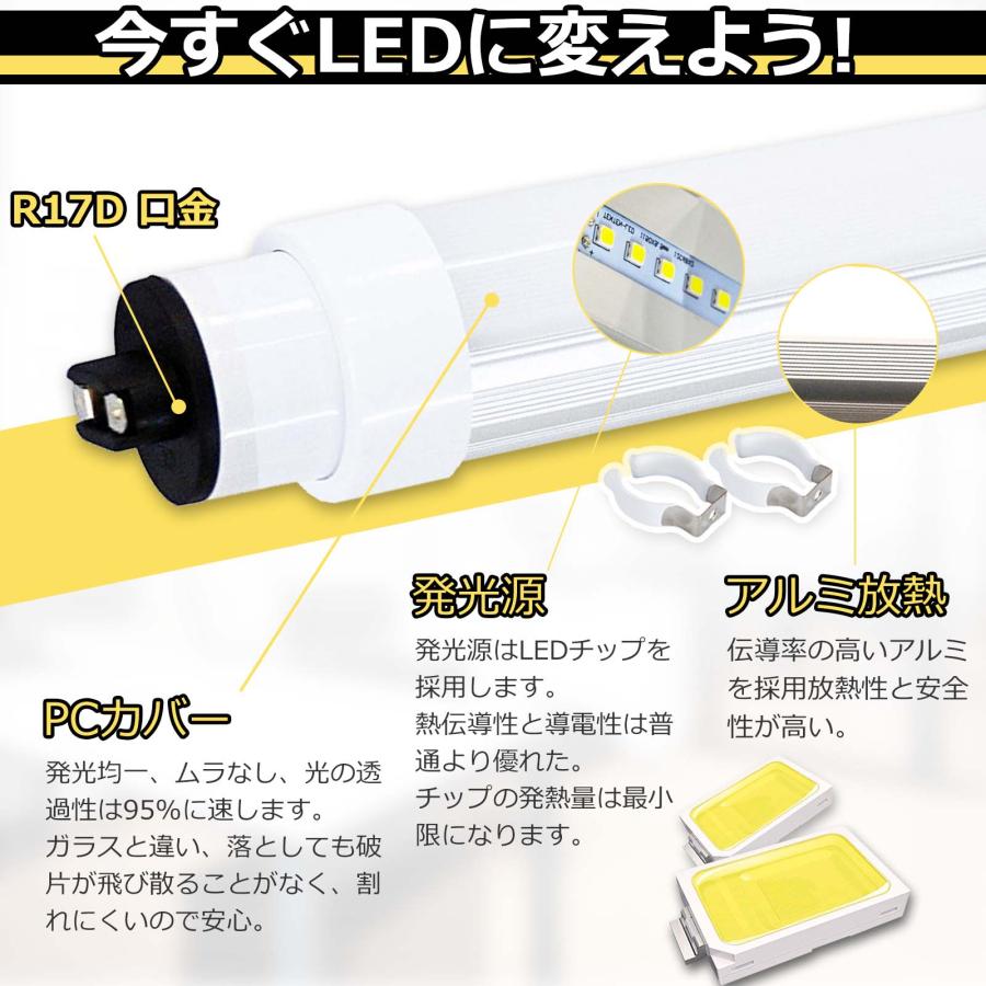[8本セット]LED蛍光灯 110W形 240CM 80W 16000lm 口金 R17D/G13兼用（回転式）直管型 110型 2年保証 LED照明器具 グロー式工事不要 直管LEDランプ_3