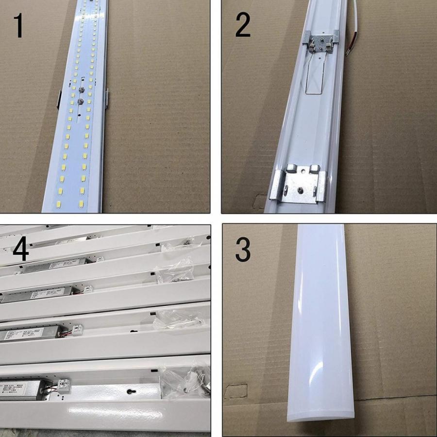 5本 天井直付 LEDベースライト【昼白色5000K】LED逆富士40W型2灯式相当 器具一体型 50W 8000LM  LED蛍光灯器具  逆富士発光部交換可能 逆富士形の画像