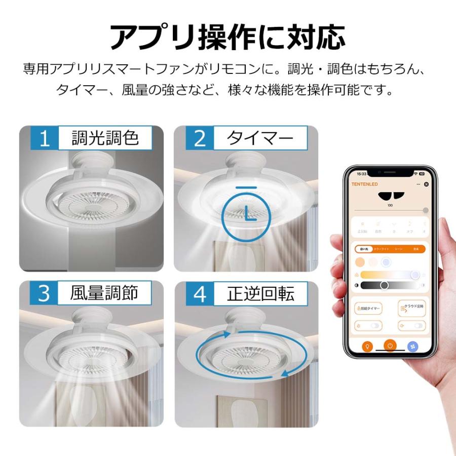 LEDライト シーリングファン 自動首振り 12畳 14畳 10000lm 風量調節