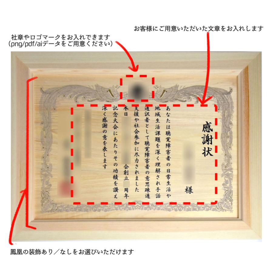 感謝状 永年勤続表彰 オリジナル文章でつくる 木製賞状