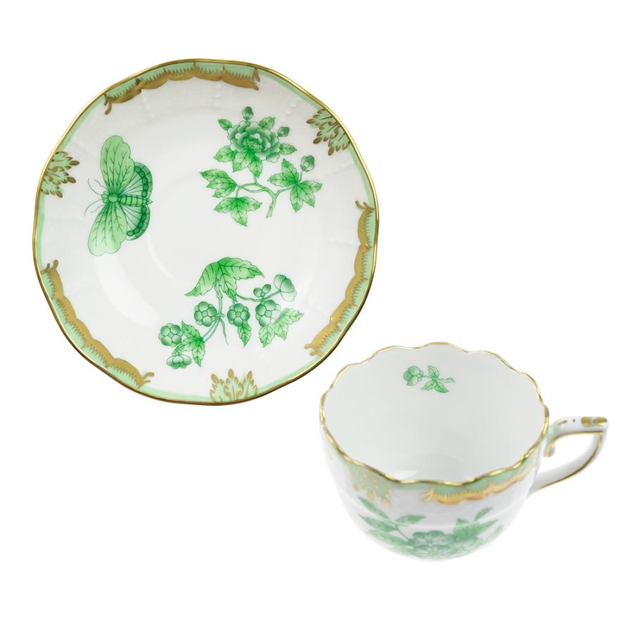 ヘレンドヴィクトリアブーケシンプルグリーン5枚ボウル