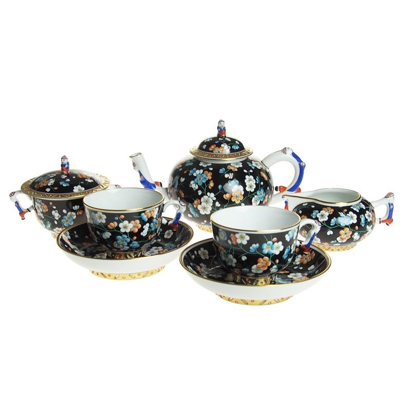 ヘレンド（HEREND） 並行輸入品 シノワズリ PFNC 黒地紅梅 二人用