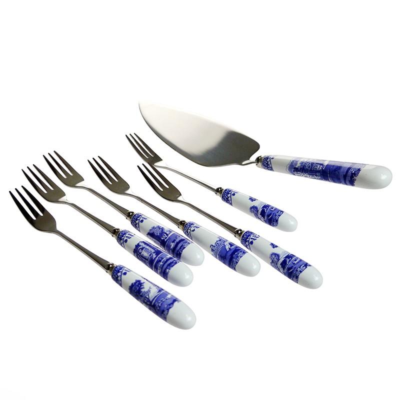 スポード ブルーイタリアン ケーキサーバー ケーキフォーク 6本セット 輸入ブランド洋食器専門店2本の剣 通販 Yahoo ショッピング