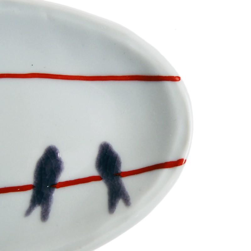 日下華子 九谷焼 電線につばめ 楕円豆皿 #240 爆買 : 輸入ブランド洋食