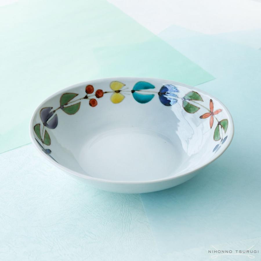 送料込】九谷青窯 徳永遊心 色絵花繋ぎ 8寸皿 九谷青窯