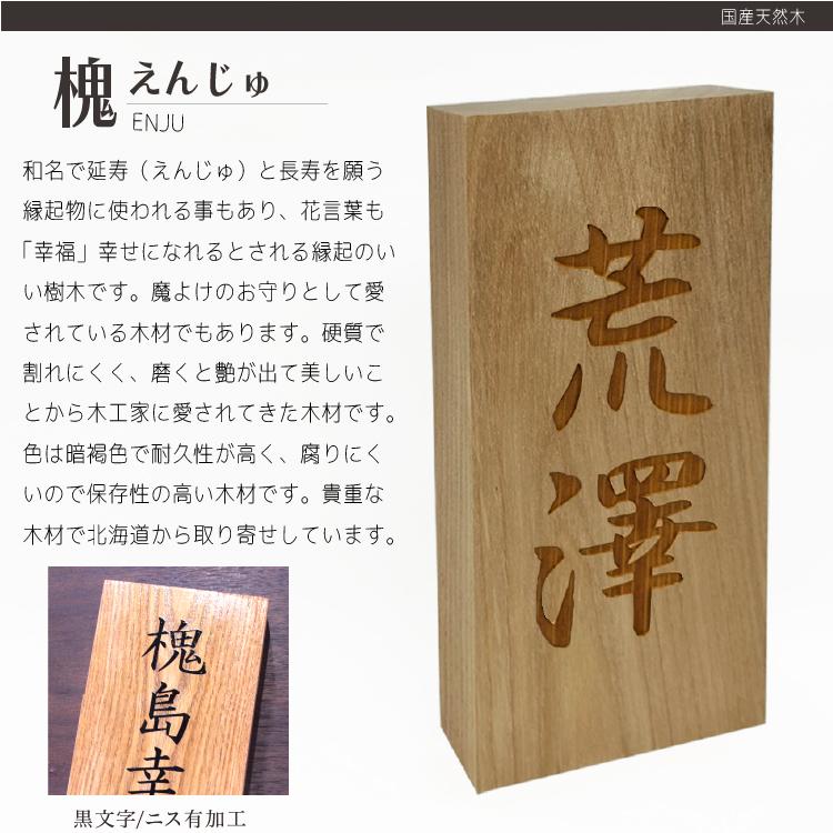銘木 木製 ひのき 表札 長方形 選べる木材 さくら 檜 えんじゅ 一位