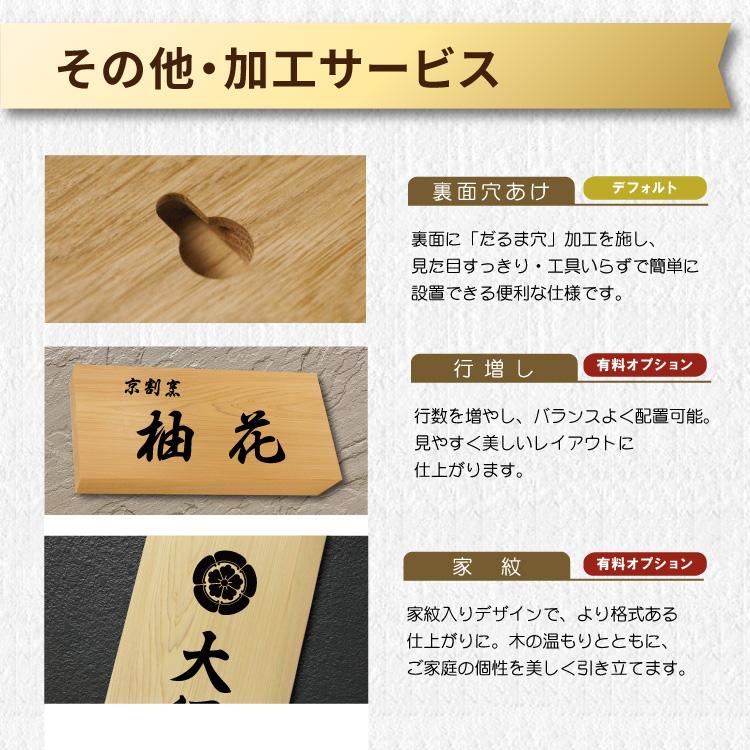 銘木 木製 ひのき 表札 長方形 選べる木材 さくら 檜 えんじゅ 一位
