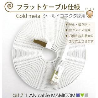 LANケーブル cat7 0.5m ストレート フラット カテゴリー7 ホワイト ゴールドメタルコネクタ メール便等送料無料｜nihonsen｜03