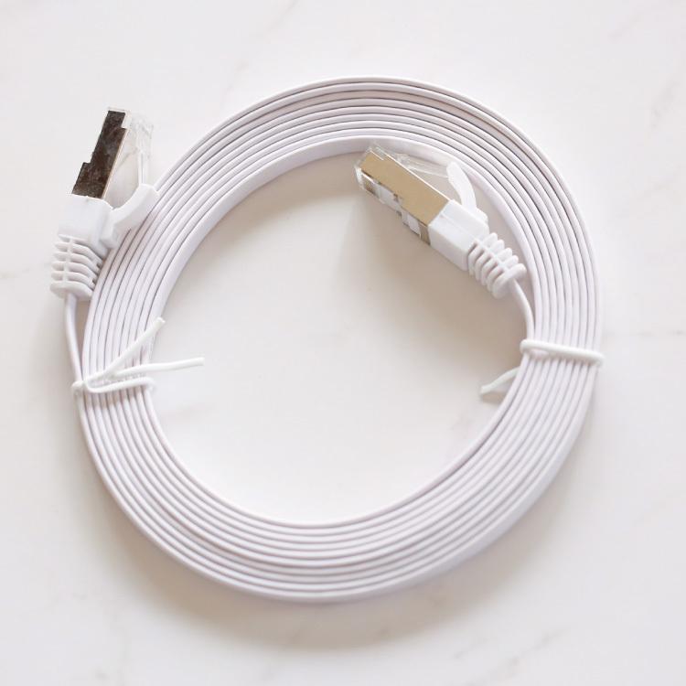 LANケーブル 3m フラットケーブル ホワイト シールドコネクタ採用