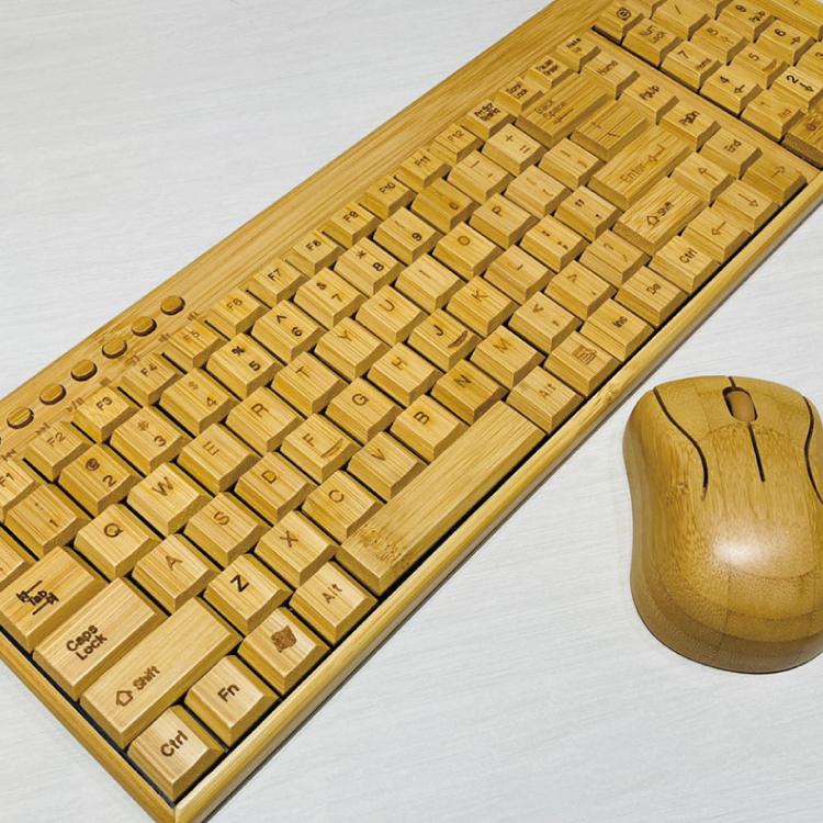 竹製マウスとキーボードセット 竹製/光学式マウス/ワイヤレス