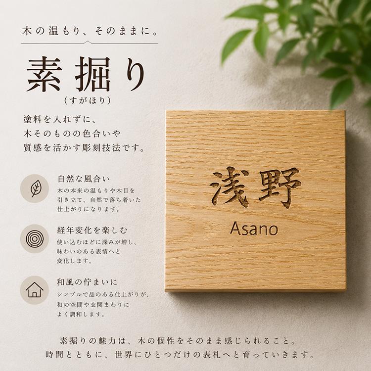 表札 木製 正方形タイプ 150mm×150mm 栗 ウォールナット 木の表札 木製