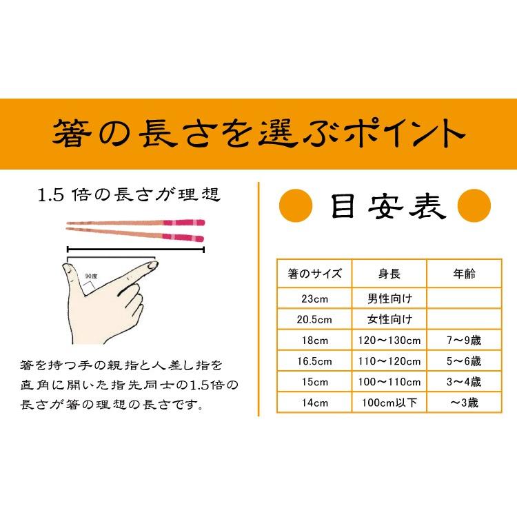 矯正箸 正しいお箸の持ち方　大人用きちんと箸 子供用ちゃんと箸 しつけ箸 16.5cm/18cm/20.5cm/23cm 子ども用/右手用/左手用　｜nihonsen｜03