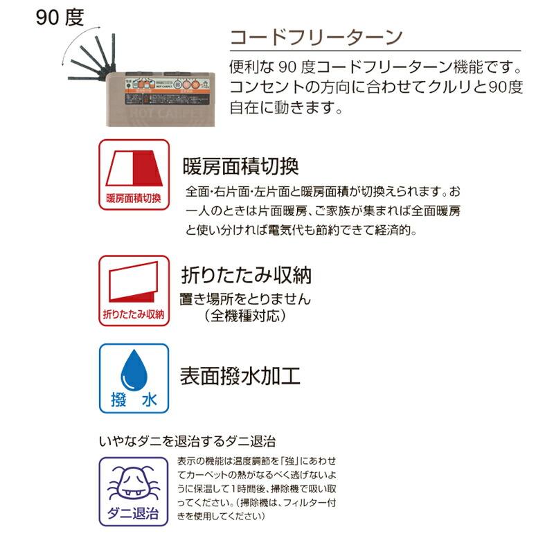 テクノス 木目フローリングタイプ ホットカーペット 3畳 TWM-3000M 195