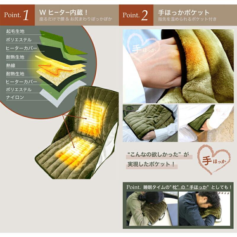 ホットクッション おひとりさま暖房 USB式 腰まわり お尻 あったか暖房