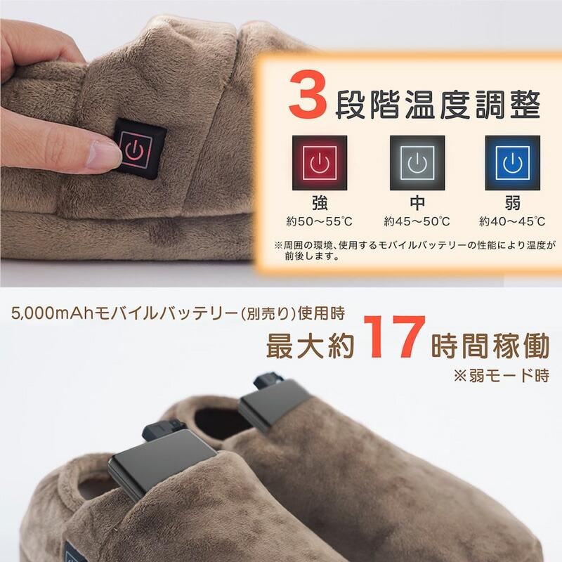 サンコー どこでも床暖スリッパ 電気スリッパ ヒーターサンダル 洗える