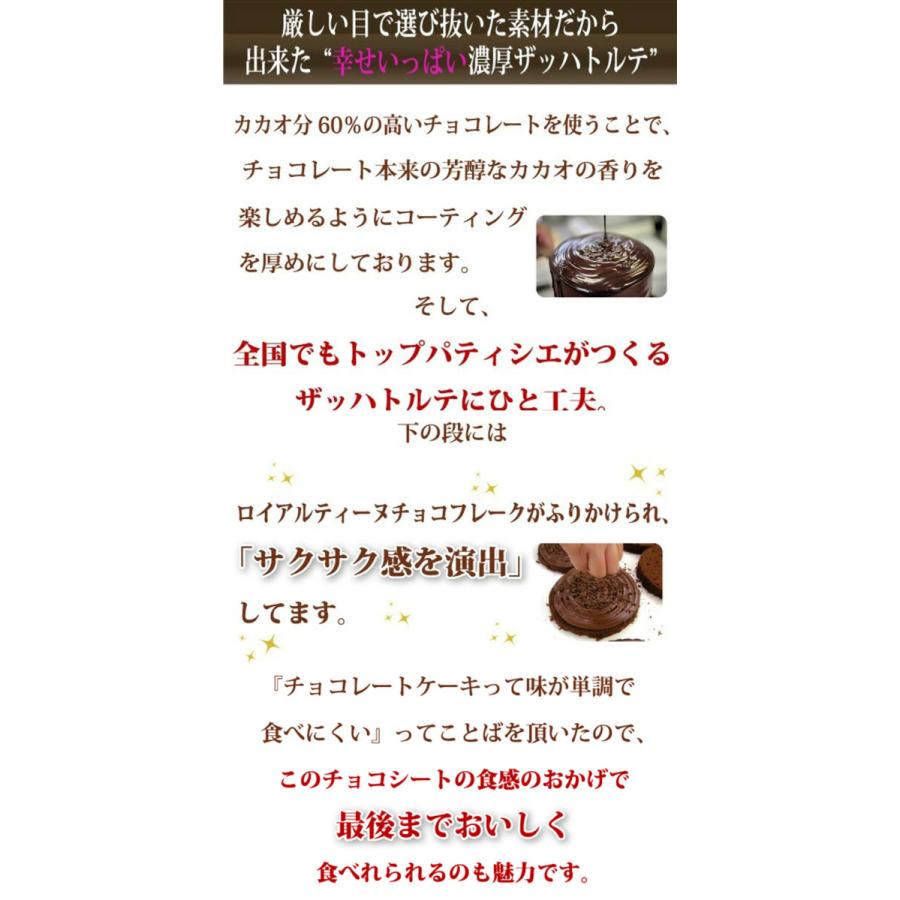 チョコレートケーキ ザッハトルテ バースデー ケーキ チョコ 誕生日 ケーキ  ガトーショコラ  取り寄せ 5号  40代 50代 60代　ホワイトデー ギフト 2024｜niigata-kashikoubou｜08