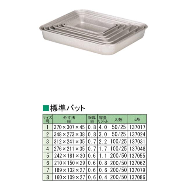アカオアルミ アカオ 硬質アルミ標準バット 4号 : 新潟キッチン 