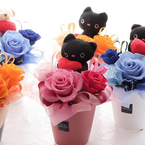 洋風プリザーブドフラワー ミーシャ ねこ 選べるカラー メッセージカード ピンク オレンジ ブルー 誕生日 結婚祝 出産祝 ありがとう 送料無料 0127 002 02 新潟直送計画 通販 Yahoo ショッピング