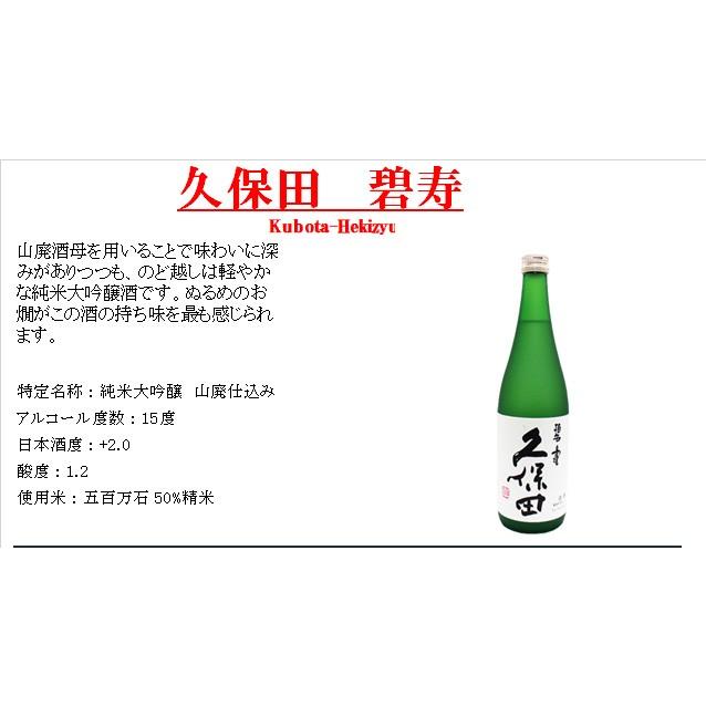 久保田 日本酒 飲み比べセット 720ml×6本 萬寿 ＋ 碧寿 ＋ 紅寿 ＋