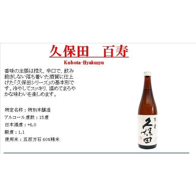 久保田 日本酒 飲み比べセット 720ml×6本 萬寿 ＋ 碧寿 ＋ 紅寿 ＋
