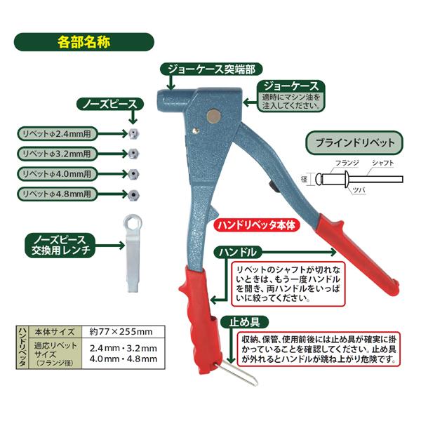 新潟精機 ハンドリベッタセット SR-1S ブラインドリベット60個付属